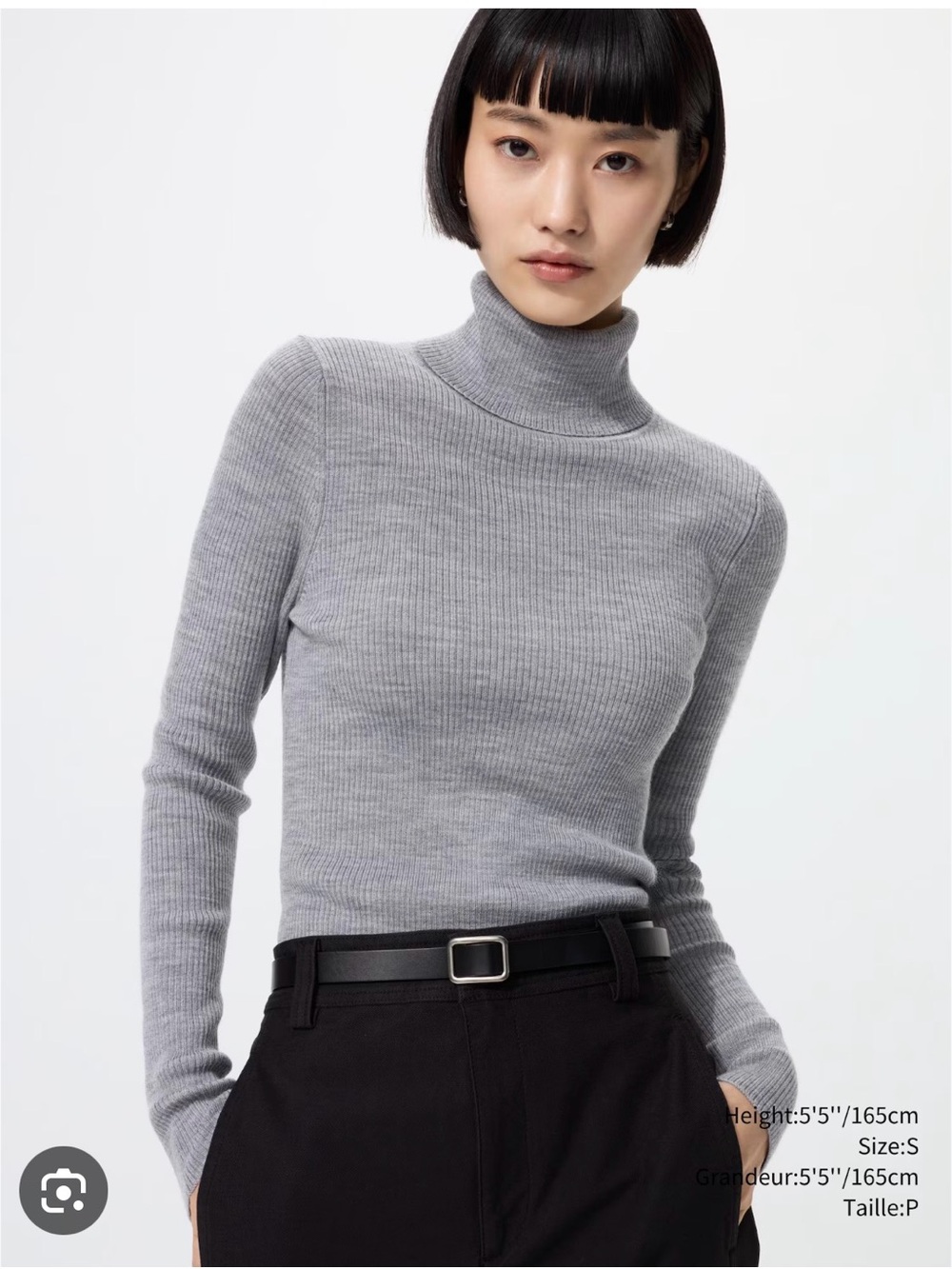 Uniqlo Ribbed Turtleneck Sweater - Gray